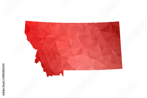 Montana Map - Polygon Style Vector Illustration in Red Gradient, Low Poly Geometric Design, Isolated on White Background, Perfect for Infographics, Reports, and Educational Materials.