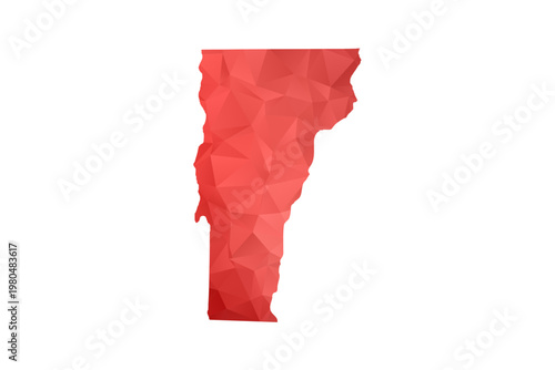 Vermont Map - Polygon Style Vector Illustration in Red Gradient, Low Poly Geometric Design, Isolated on White Background, Perfect for Infographics, Reports, and Educational Materials.