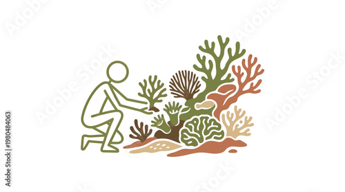 Person Planting Coral Reef Environmental Conservation Concept