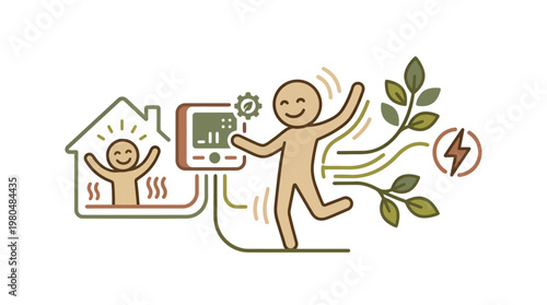 Smart Home Heating System and Happy Homeowner