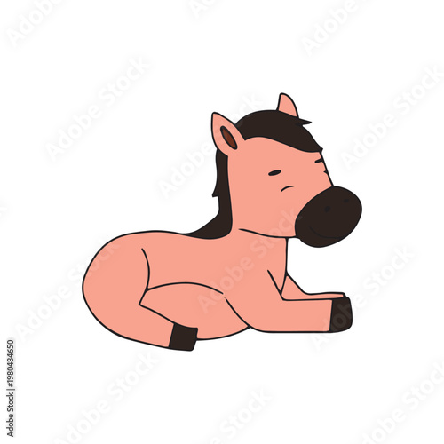 A cute cartoon dog happily holding a bone with a funny smiling face in a simple vector style