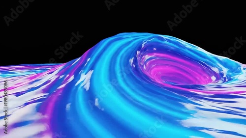 Abstract colorful liquid wave in neon blue and magenta on black background
