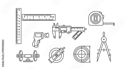 Collection of various measuring tools and instruments for precise measurements and engineering tasks.
