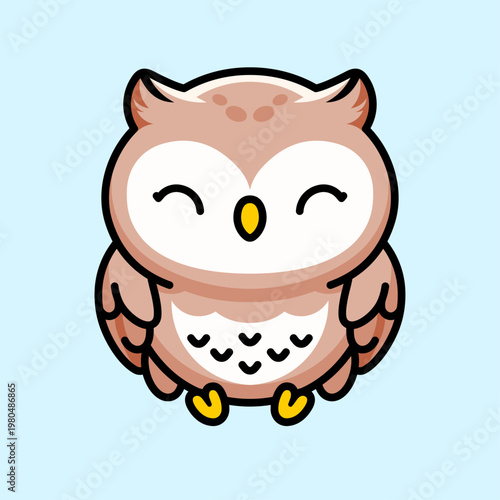 Cute Owl Cartoon Character Illustration, Adorable Bird Mascot Design