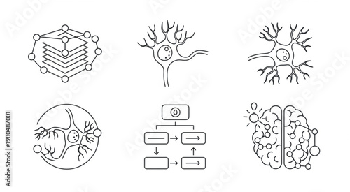 Illustrative depiction of neural networks, brain structures, and cognitive processes.