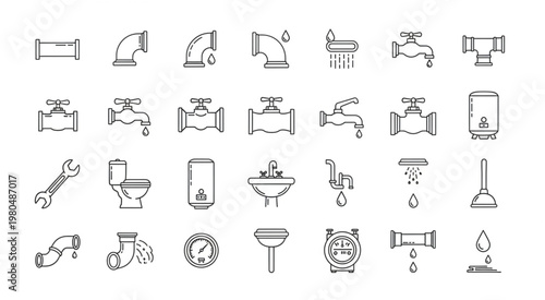 Collection of plumbing fixtures and tools, perfect for construction and repair projects.
