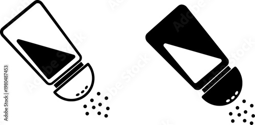 Salt Shaker Pouring Icon Seasoning Sprinkle Food Symbol Set