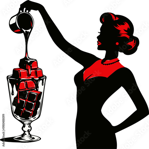 Chocolate Indulgence Glass Pour Silhouette Art
