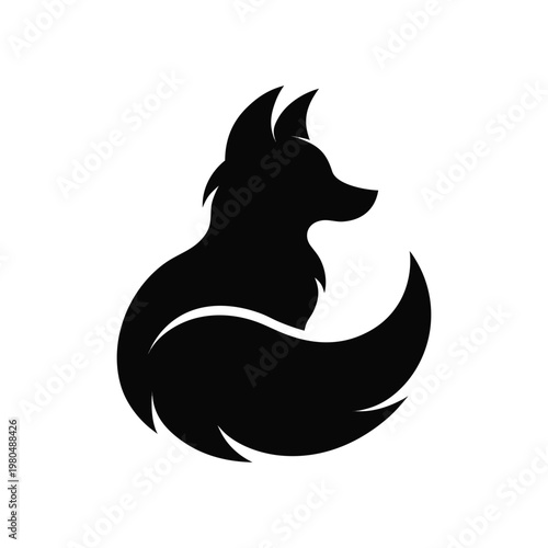 Black dog silhouette, canine icon, pet symbol, animal logo