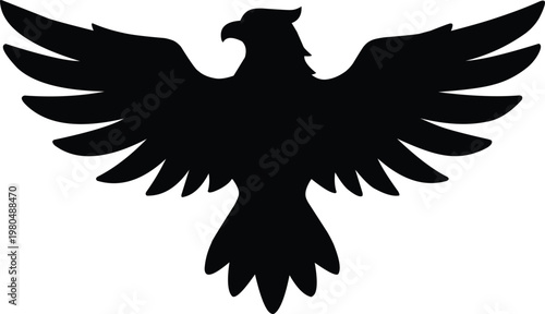 Majestic Black Eagle Silhouette with Spread Wings Vector Graphic