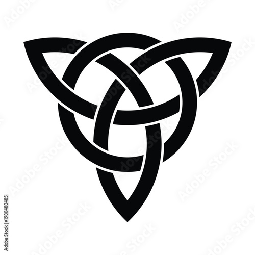 Celtic triquetra trinity knot icon Germanic art isolated on background. 