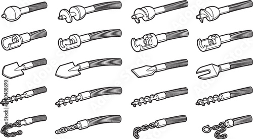 A meticulously arranged array of diverse tools is set against a clean, uncluttered backdrop, inviting close inspection and conveying precision, functionality and industrial design.