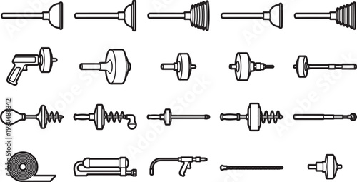 A detailed view showcasing a variety of plumbing tools, perfectly suited for illustrating articles about domestic repairs and the tools required to resolve common household issues.