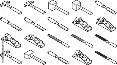 Various essential tools arranged in a grid, capturing the essence of craftsmanship and the tools of the trade.