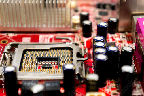 A close-up of a printed circuit board section