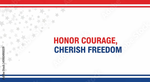 Patriotic memorial background with flag stars and inspiring typography