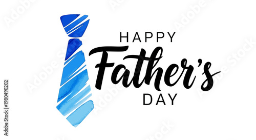 Happy father's day greeting with watercolor tie illustration