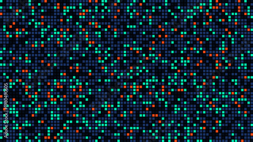 Abstract Futuristic Square Dot Matrix Vector Background with Neon Geometric Blocks