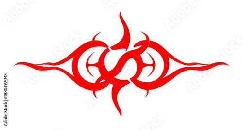 A cartoon vector illustration of a hot red chili pepper shaped like a heart with a flame symbol for a spicy valentine food logo design