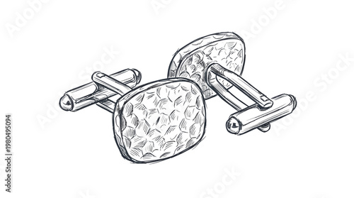 Elegant Cufflinks in a Pen and Ink Style