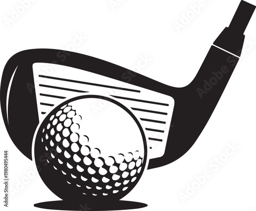 Golf club driver and ball on tee vector illustration graphic design isolated on transparent background perfect for sports tournaments and golfing championships.