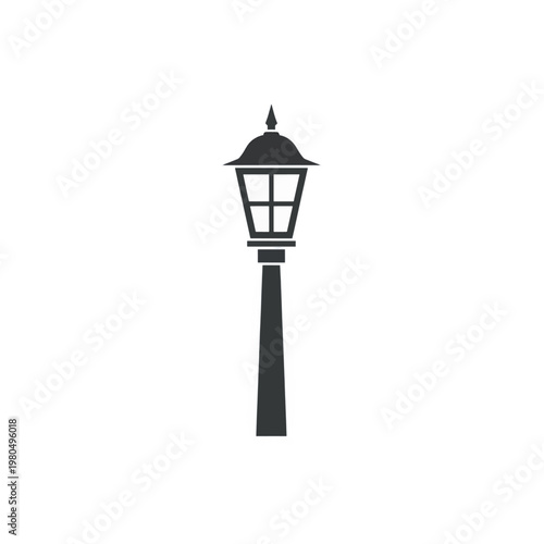Vintage street lamp and lighthouse silhouette vector illustration of urban night lighting design