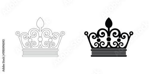 Two black and white crown illustrations