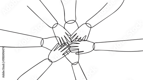 A group of people putting their hands together in a symbol of unity and teamwork