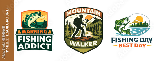 Fishing addict mountain walker bass fish outdoor recreation angler adventure.