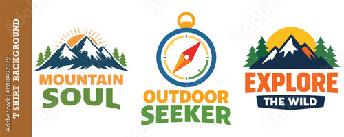 Mountain soul outdoor seeker explore wild vector t-shirt background graphic design.