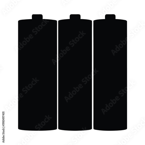 Three AA Batteries in a Row Offering Power in a Black Silhouette