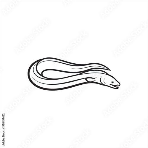 Vector illustration of fish and abstract snake isolated on white background