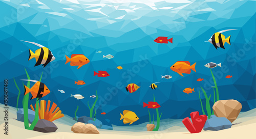 Colorful Fish Swimming Underwater.