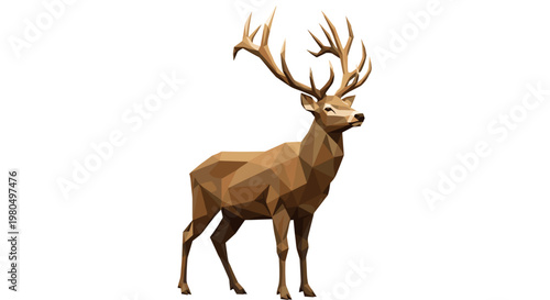 Elk with Large Antlers Standing 1.