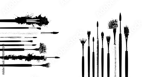 Candle flame icon set with black brushstroke stains and tall minimalist shapes for Halloween and ritual graphics