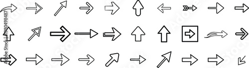 Collection of black downward pointing arrows and related symbols
