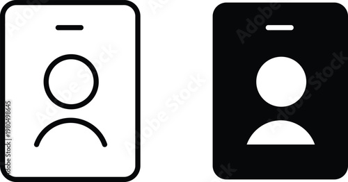 Minimalist ID card icon set, corporate identification badge vector, professional employee profile avatar symbols for business security and access