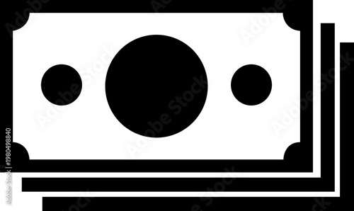 Black several banknotes icon - solid