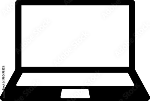 Black laptop icon - solid