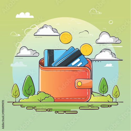 Colorful Wallet with Credit Cards.