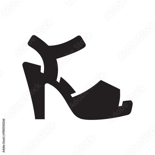 Black silhouette icon of heeled sandals
