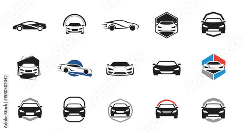 Collection of modern car icons and logos.