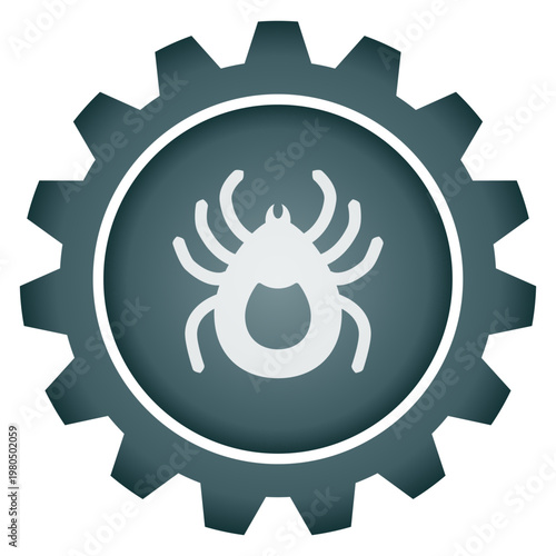Lyme Disease Awareness and Tick Parasite Vector PNG with Insect Icon Inside Gear for Healthcare and Pest Control Illustration