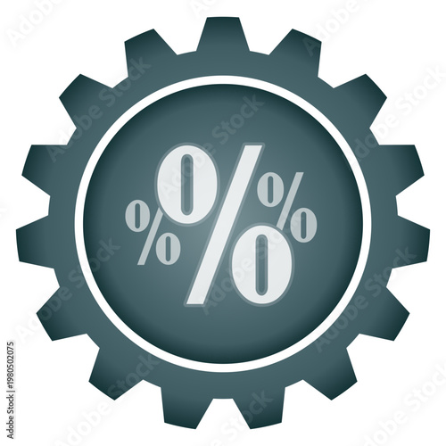 Percentage and Discount Symbols Concept Vector PNG with Multiple Percent Signs Gear Icon for Finance Sales and Interest Rate Illustration