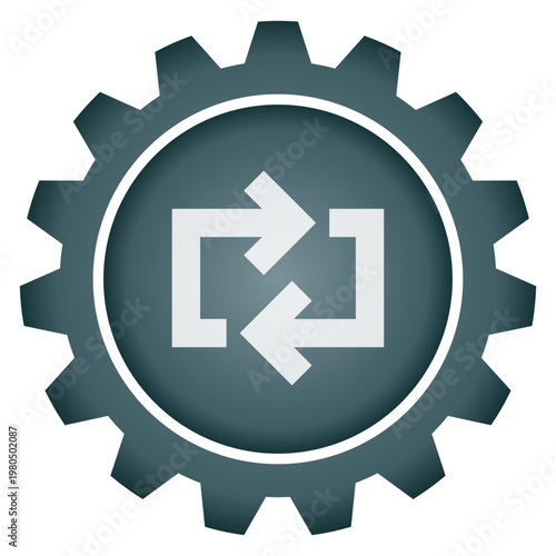 Data Exchange and Synchronization Concept Vector PNG with Refresh and Loop Arrows Gear Icon for Information Transfer and Update Process