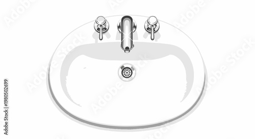 Elegant Bathroom Sink with Chrome Faucet and Fixtures