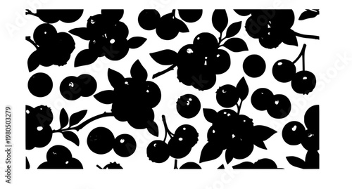Seamless blueberry pattern vector with fresh berries and leaves cute fruit repeat background isolated on white