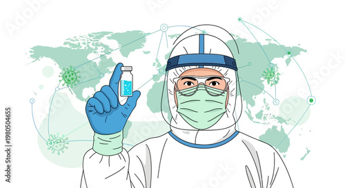 Medical professional, COVID-19 vaccine, doctor in protective gear, healthcare worker, pandemic prevention