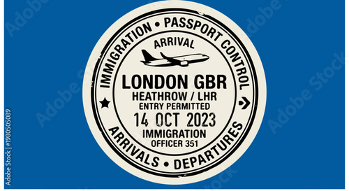 London Heathrow Airport Passport Stamp.