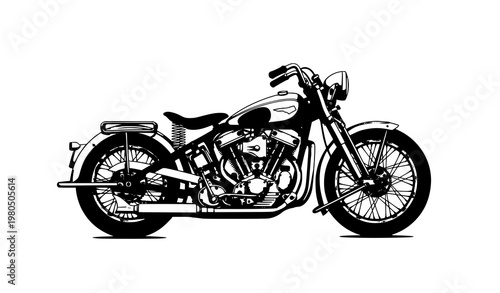 Vintage classic motorcycle side view vector illustration isolated on white background retro big bike design